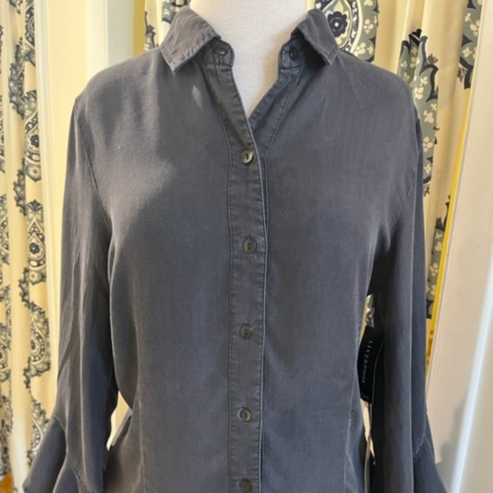 Liverpool Button Front Flounce Shirt